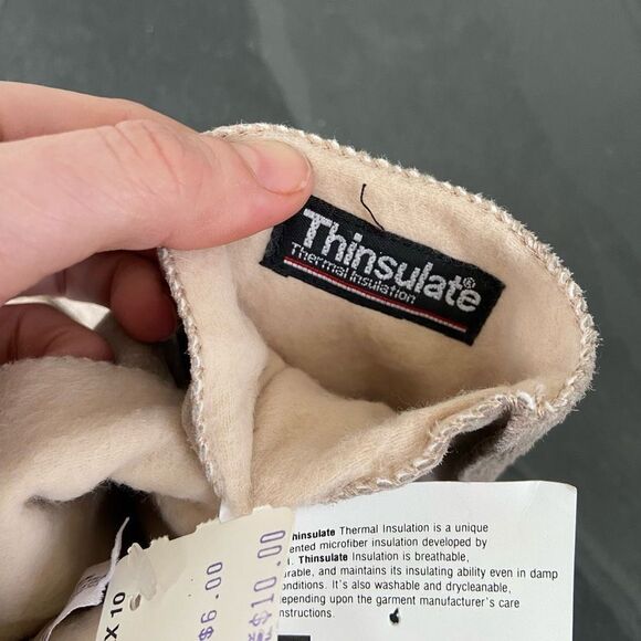 Vintage 80s Deadstock NWT Tan Nubuck (Suede) Thinsulate Women's Driving Gloves - - Picture 7 of 9